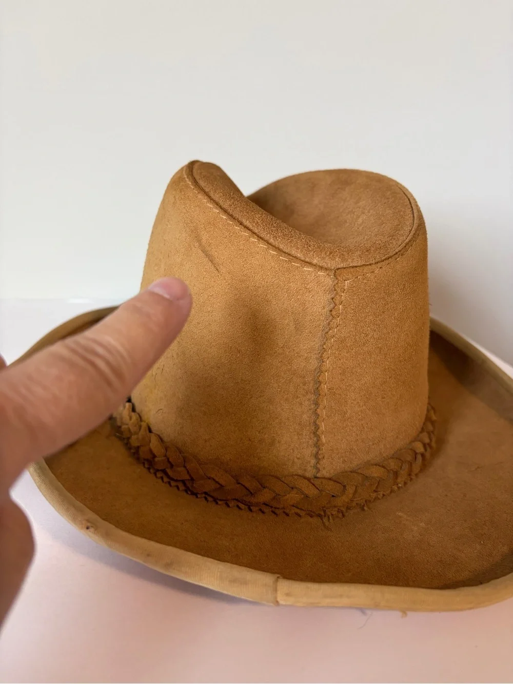 HENSCHEL SKULLY HAT CO Leather Hat XL Light Brown Womens Western Cowboy